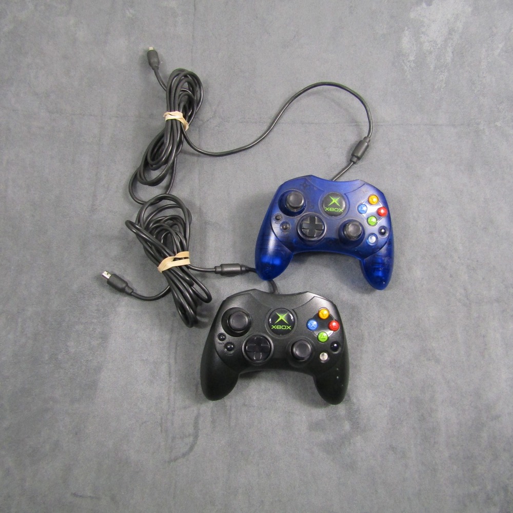 Original Microsoft Xbox Controller Bundle Black Blue OEM Wired 2 Pack